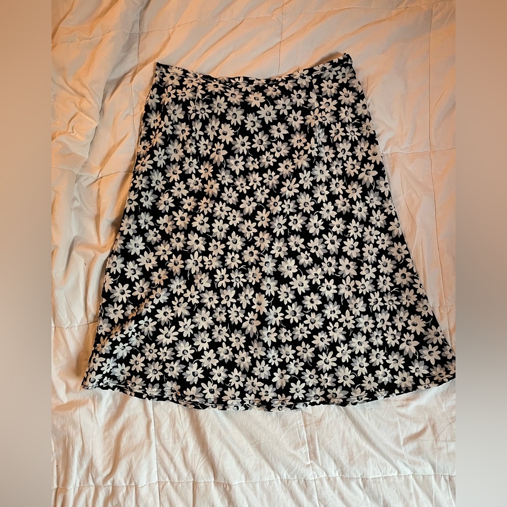 Black skirt with white floral pattern size small